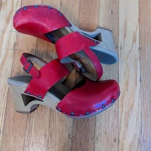 Dansko red leather clogs
